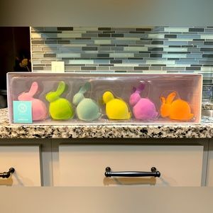 Martha Stewart pastel flocked Easter bunnies Spring Decor Set of 6
